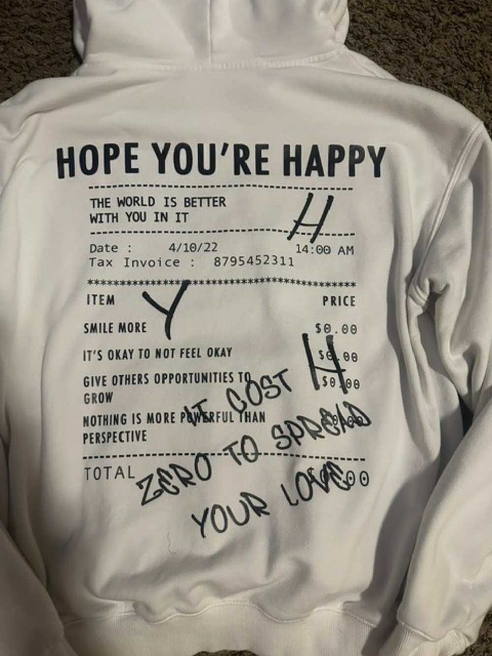 White Graphic "Hope You're Happy" Hoodie Sweatshirt